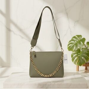 Aldo Sage Green Crossbody with Gold Chain
